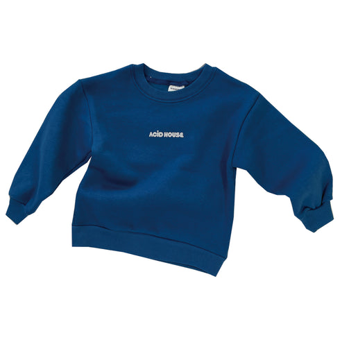 【COME HELL HIGH WATER】acid house KIDS SWEAT  -blue-